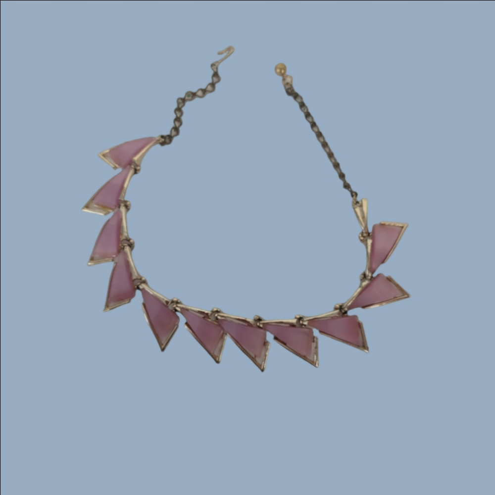 Vintage Necklace Signed "ART" Pink Triangle 1960